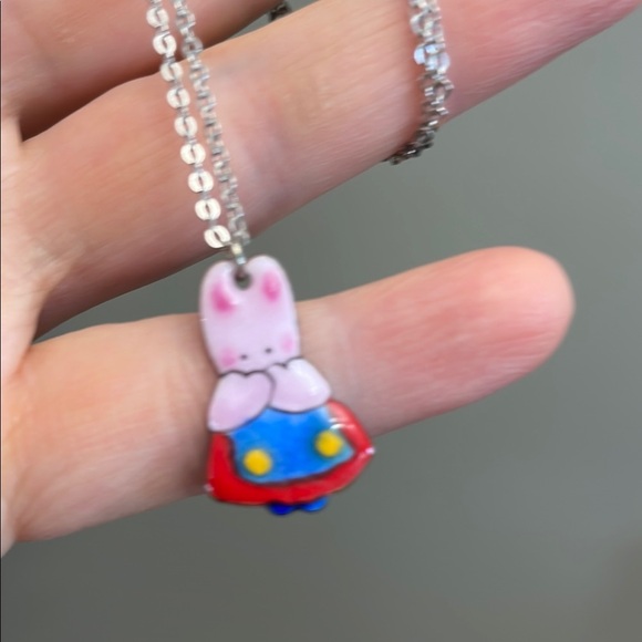Vintage Bunny Pendant Necklace Kids Sanrio Cheery Necklace Pendant Unisex Kawaii - Picture 3 of 7